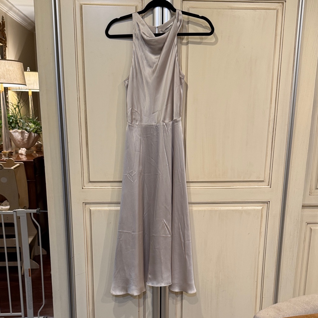 Amanda Uprichard Sleeveless Midi Dress In Silver Xs Nwt